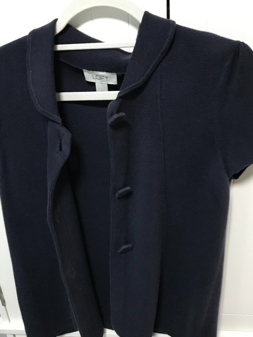 Ann Taylor Loft Short Sleeve Button up Navy Cardigan - Pre Loved